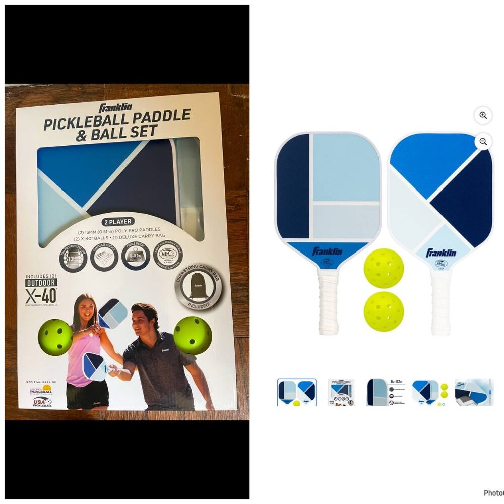 NEW Franklin Sports 2-Player Pickleball Paddle Set